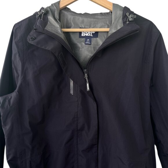Lands' End Women's Rain Jacket Size Medium 10-12 Hooded Navy Blue - Picture 5 of 11